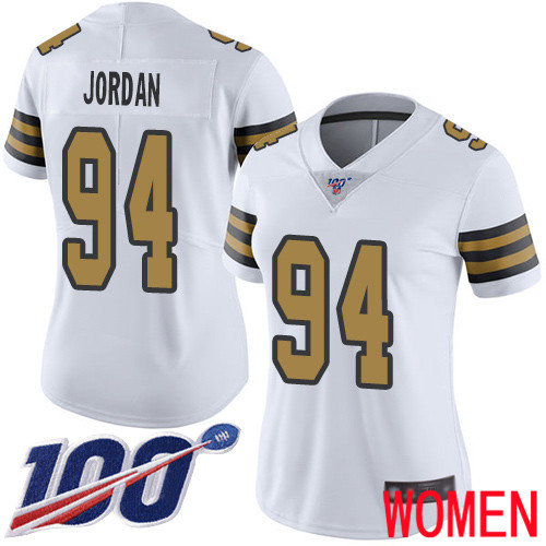 New Orleans Saints Limited White Women Cameron Jordan Jersey NFL Football #94 100th Season Rush Vapor Untouchable Jersey